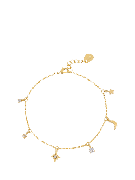 Estella Bartlett Moon and Star Bracelet, Gold, Gold