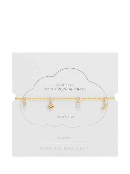 Estella Bartlett Moon and Star Bracelet, Gold - view 2, Gold