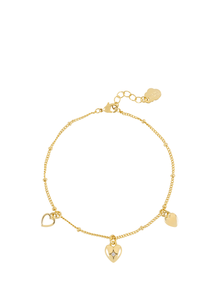 Estella Bartlett Multi Heart Charm Bracelet, Gold, Gold