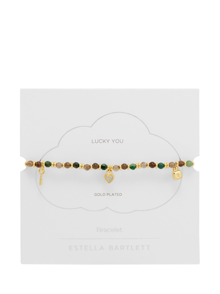 Estella Bartlett Louise Padlock Charm Bracelet, Gold - view 2, Gold