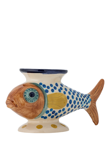 Bloomingville Nobu Fish Hand-Painted Stoneware Vase, H30.5cm, Multi - view 2, Multi