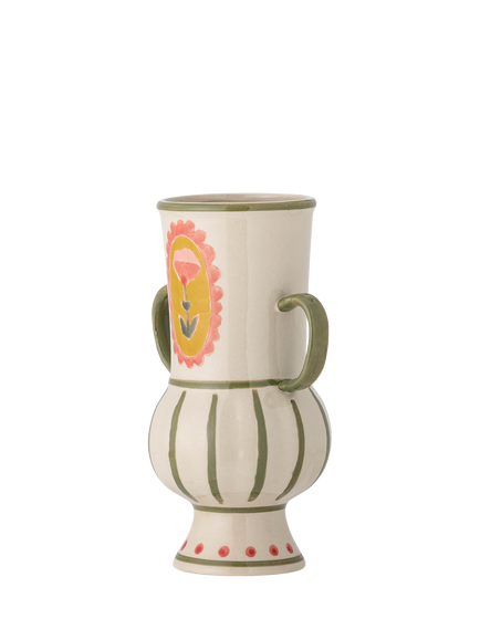 Bloomingville Odina Hand-Painted Floral Stoneware Vase, H21cm, Multi - view 2, Multi