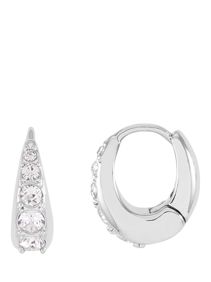Estella Bartlett EDIT Waterproof Cubic Zirconia Teardrop Huggie Hoop Earrings, Silver, Silver