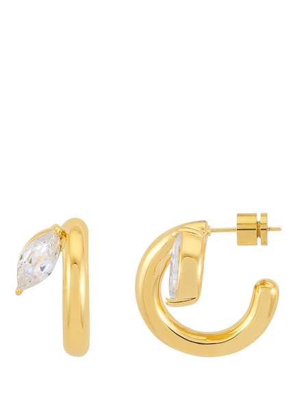 Estella Bartlett EDIT Waterproof Marquise Cubic Zirconia Hoop Earrings, Gold, Gold