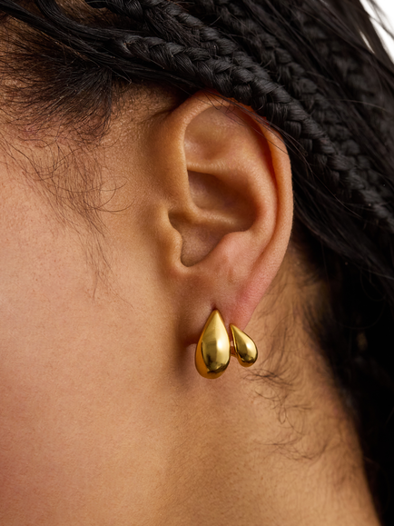 Estella Bartlett EDIT Waterproof Double Teardrop Illusion Hoop Earrings, Gold - view 2, Gold
