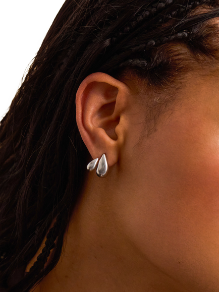 Estella Bartlett EDIT Waterproof Double Teardrop Illusion Hoop Earrings, Silver - view 2, Silver