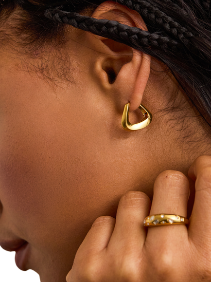 Estella Bartlett EDIT Waterproof Twisted Hoop Earrings, Gold - view 2, Gold