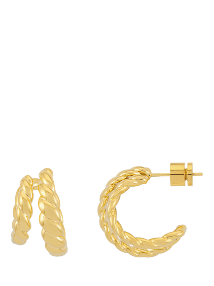 Estella Bartlett EDIT Waterproof Twisted Illusion Hoop Earrings, Gold, Gold