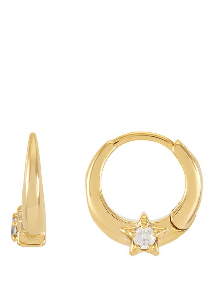 Estella Bartlett Moon and Star Cubic Zirconia Hoop Earrings, Gold, Gold