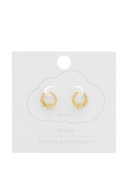 Estella Bartlett Moon and Star Cubic Zirconia Hoop Earrings, Gold - view 2, Gold