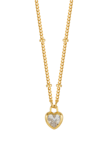 Estella Bartlett Cubic Zirconia Heart Padlock Necklace, Gold, Gold