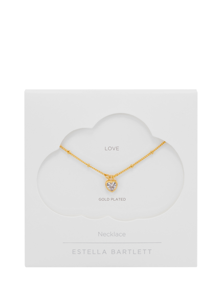 Estella Bartlett Cubic Zirconia Heart Padlock Necklace, Gold - view 2, Gold