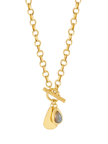 Estella Bartlett EDIT Waterproof Cabochon T-Bar Pendant Necklace, Gold, Gold