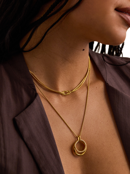Estella Bartlett EDIT Double Strand Knot Necklace, Gold - view 2, Gold