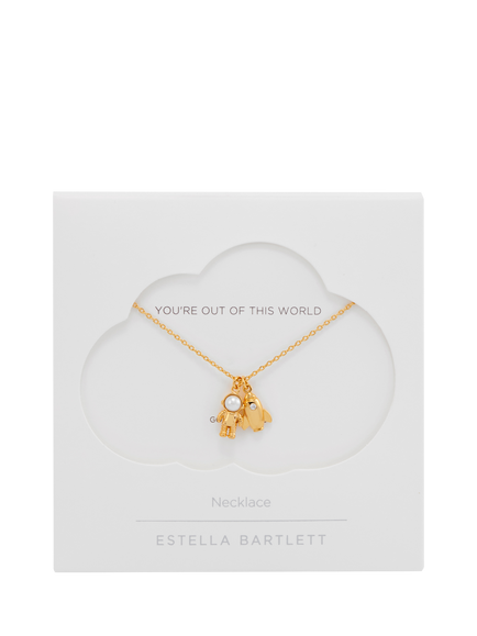 Estella Bartlett Spaceship and Astronaut Charm Necklace, Gold - view 2, Gold