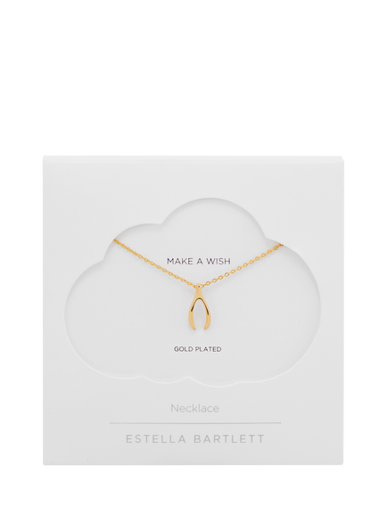 Estella Bartlett Lucky Wishbone Necklace, Gold - view 2, Gold