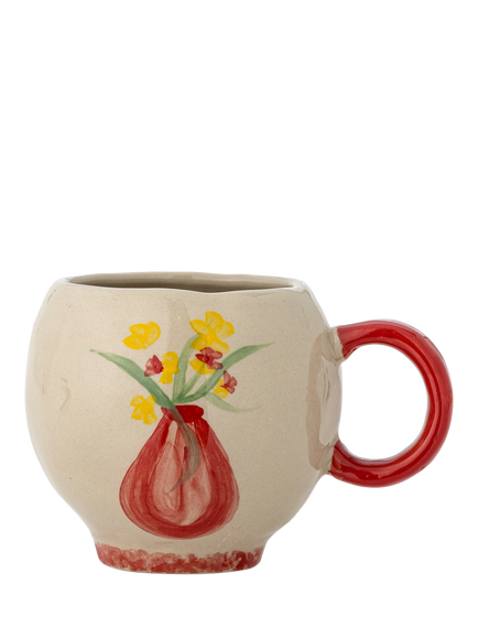 Bloomingville Hiba Hand-Painted Stoneware Cup, 320ml, Red, Red