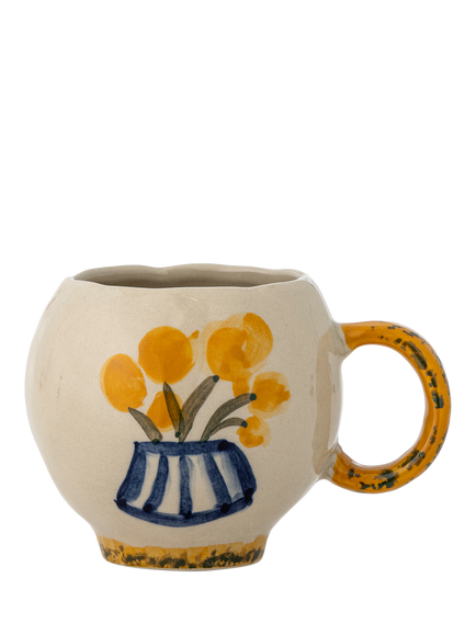 Bloomingville Hiba Hand-Painted Stoneware Cup, 320ml, Yellow, Yellow