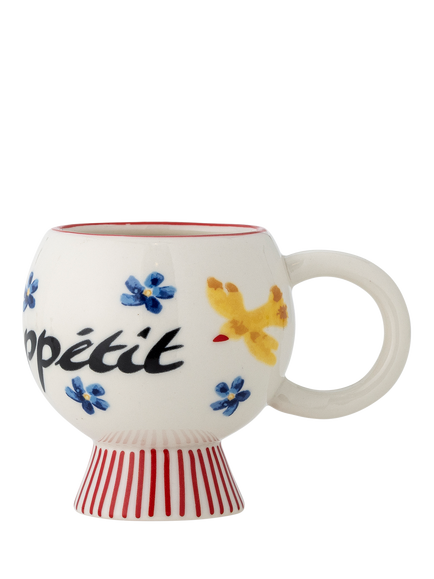 Bloomingville Lindsay Bon Appetit Hand-Painted Stoneware Cup, 233ml, Multi, Multi