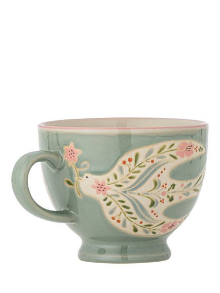 Bloomingville Rosalynde Hand-Painted Stoneware Mug, 400ml, Green, Green