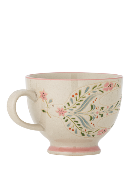 Bloomingville Rosalynde Hand-Painted Stoneware Mug, 400ml, White, White