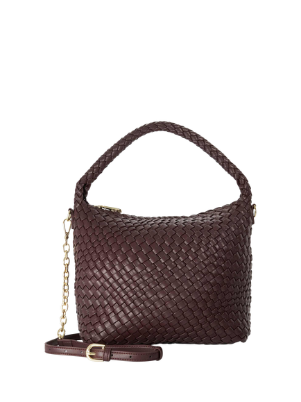 Dune London Deliberate M Woven Slouch Bag, Burgundy