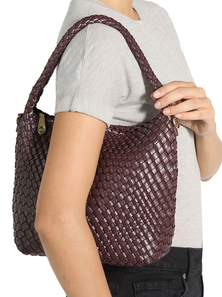 Dune London Deliberate M Woven Slouch Bag - view 2, Burgundy