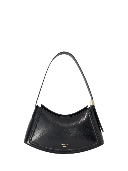 Dune London Dependent Leather Sculptural Shoulder Bag, Black, Black