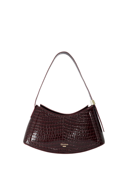 Dune London Dependent Leather Sculptural Shoulder Bag, Burgundy, Burgundy