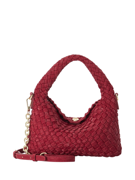 Dune London Dinkydeliberate Small Woven Grab Bag, Berry, Berry