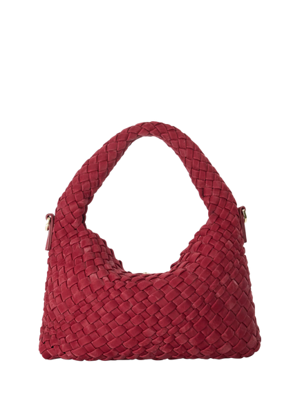 Dune London Dinkydeliberate Small Woven Grab Bag, Berry - view 2, Berry