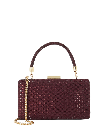 Dune London Beaut Diamante Handle Clutch Bag, Berry, Berry