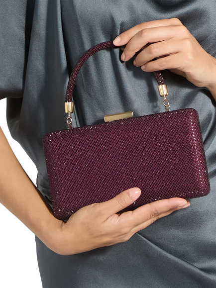 Dune London Beaut Diamante Handle Clutch Bag, Berry - view 2, Berry