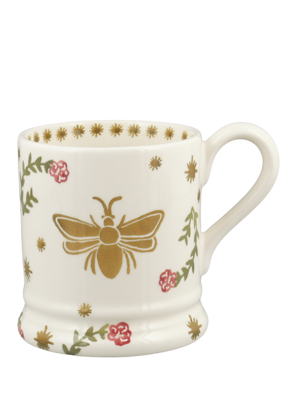 Elizabeth Scarlett x Emma Bridgewater Honey Bee Half Pint Mug, 300ml, Multi, Gold