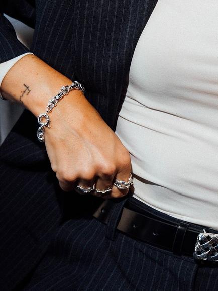 Daisy London Polly Lock Chain Bracelet, Silver - view 2, Silver