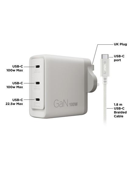 Lenovo GaN Triple Port USB-C 100W Charger & Cable, Seashell - view 2, Seashell