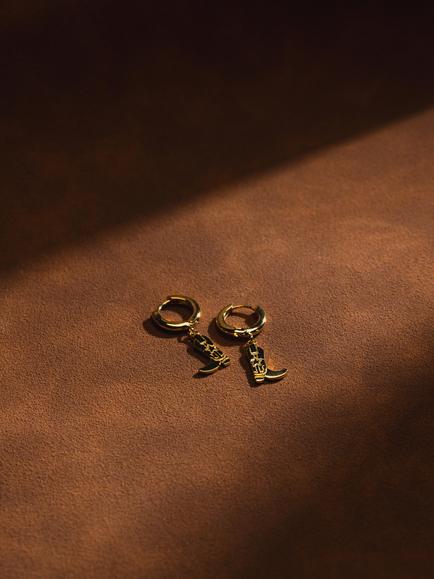 Orelia Cowboy Boot Micro Hoop Earrings, Pale Gold - view 2, Pale Gold