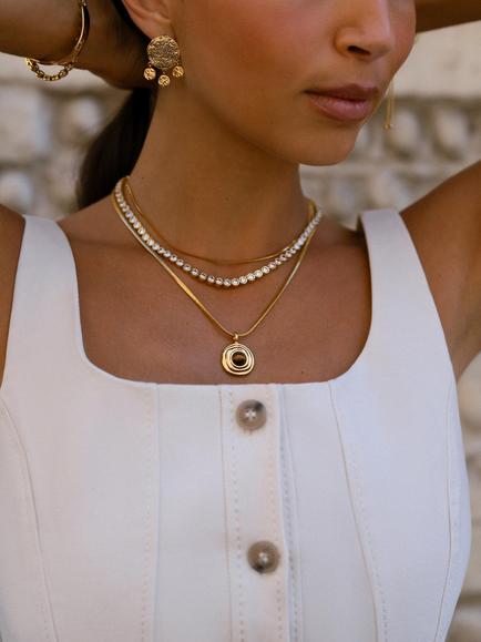 Orelia Molten Coin Shaker Earrings, Pale Gold - view 2, Pale Gold