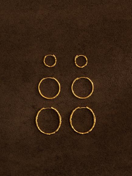 Orelia Mixed Textured Hoop Ear Stacking Set, Pale Gold - view 2, Pale Gold