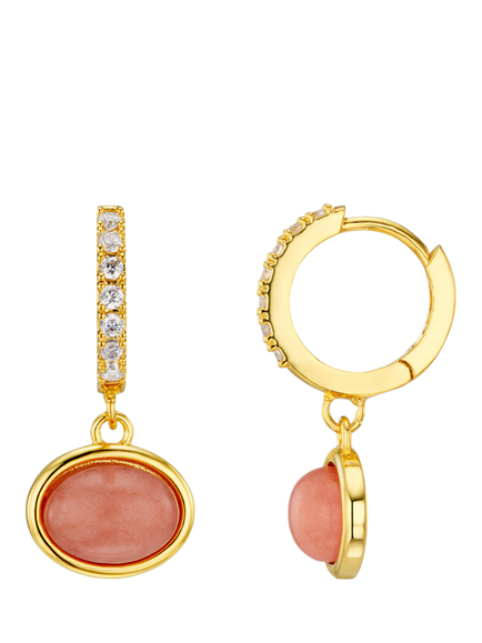 Orelia Semi-Precious Jade Pavé Micro Hoop Earrings, Pink, Pink