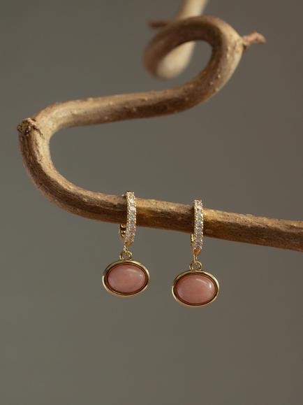 Orelia Semi-Precious Jade Pavé Micro Hoop Earrings, Pink - view 2, Pink