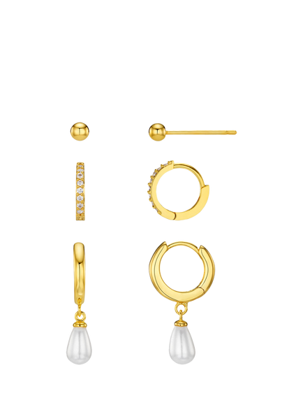 Orelia Pavé Drop Earring Stack, Set of 6, Pearl, Pearl