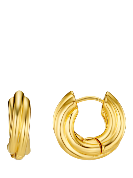 Orelia Chubby Intertwined Huggie Hoop Earrings, Pale Gold, Pale Gold