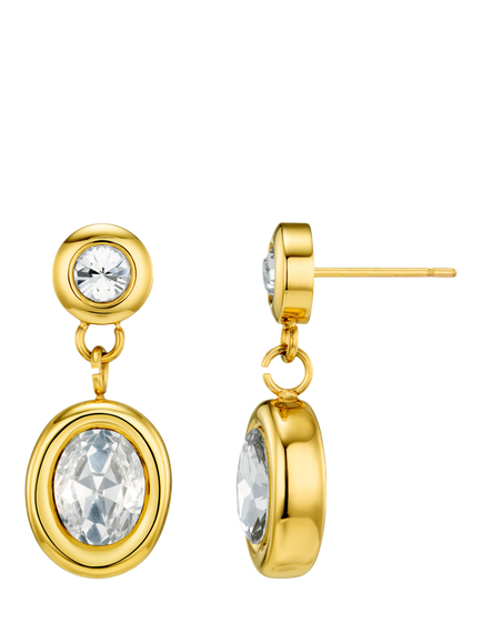Orelia LUXE Waterproof Double Drop Earrings, Crystal, Crystal
