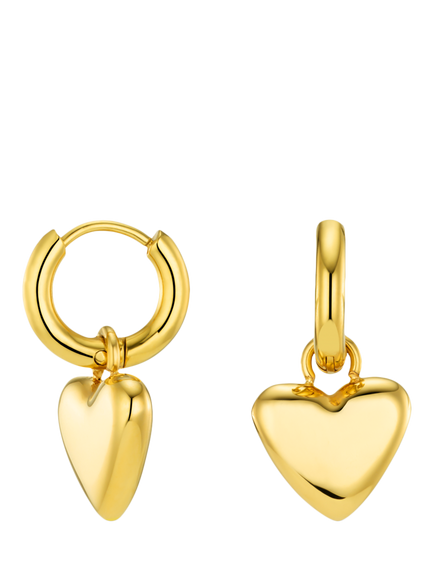 Orelia Waterproof LUXE Heart Charm Micro Hoop Earrings, Pale Gold, Pale Gold