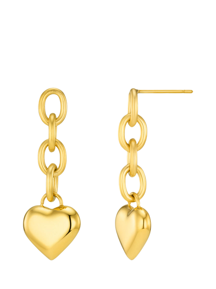 Orelia LUXE Waterproof Heart and Chain Drop Earrings, Pale Gold, Pale Gold