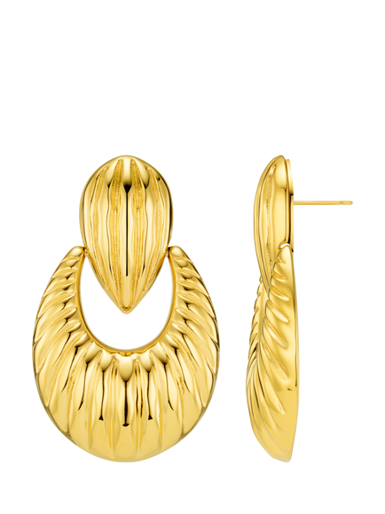 Orelia LUXE Waterproof Statement Textured Doorknocker Earrings, Pale Gold, Pale Gold