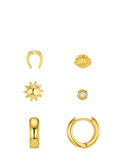 Orelia Mixed Western Ear Stacking Set, Pale Gold, Pale Gold