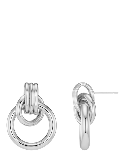 Orelia Linear Interlocking Earrings, Silver, Silver