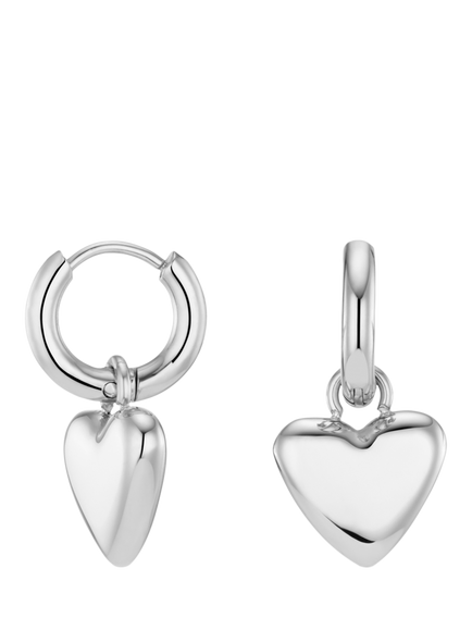 Orelia Waterproof LUXE Heart Charm Micro Hoop Earrings, Silver, Silver